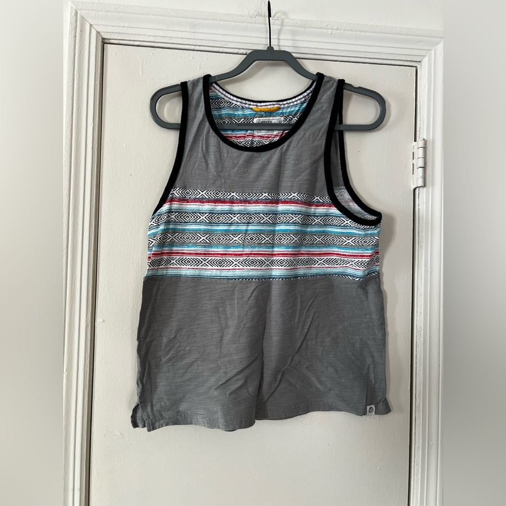 Grey, Black, White, Blue, Red Tank Top
Size Medium